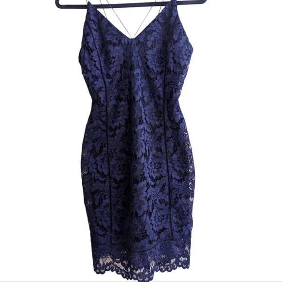 Astr | Dresses | Astr Navy Lace Strappy Mini Dress | Poshmark